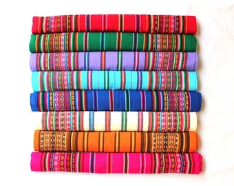 SALE 15% OFF* Genuine Aguayo Bolivian Peruvian fabric 46''x46'' (117x117 cm.) Tribal Ethnic Stripy woven textile, blanket. any use
