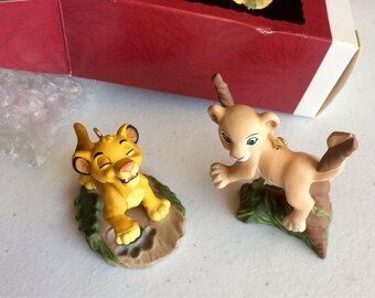 The Lion King Ornament, Simba and Nala Christmas Ornaments, Keepsake Collection by Hallmark, Vintage Disney Figurines