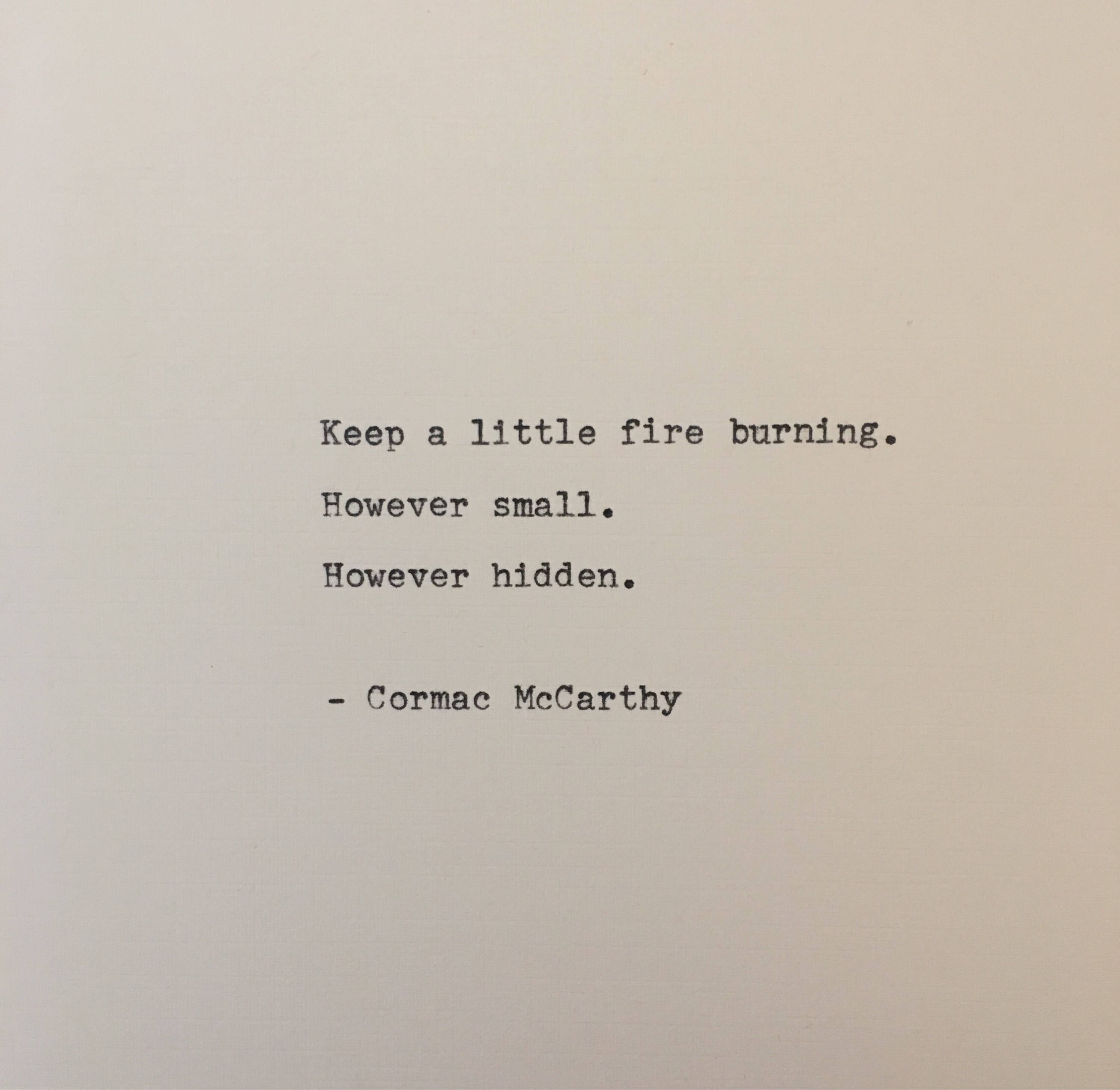 Cormac McCarthy quote hand typed on antique typewriter