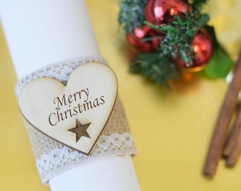Christmas Napkin Rings Christmas Table Placemats Decorations Centerpiece Wooden Xmas Home Decor Napkin Ring Set of 6