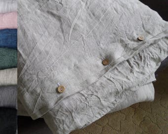 Linen DUVET COVER gray-oatmeal(natural)duvet cover buttons closure queen duvet cover king prewashed linen bedding Organic duvet cover