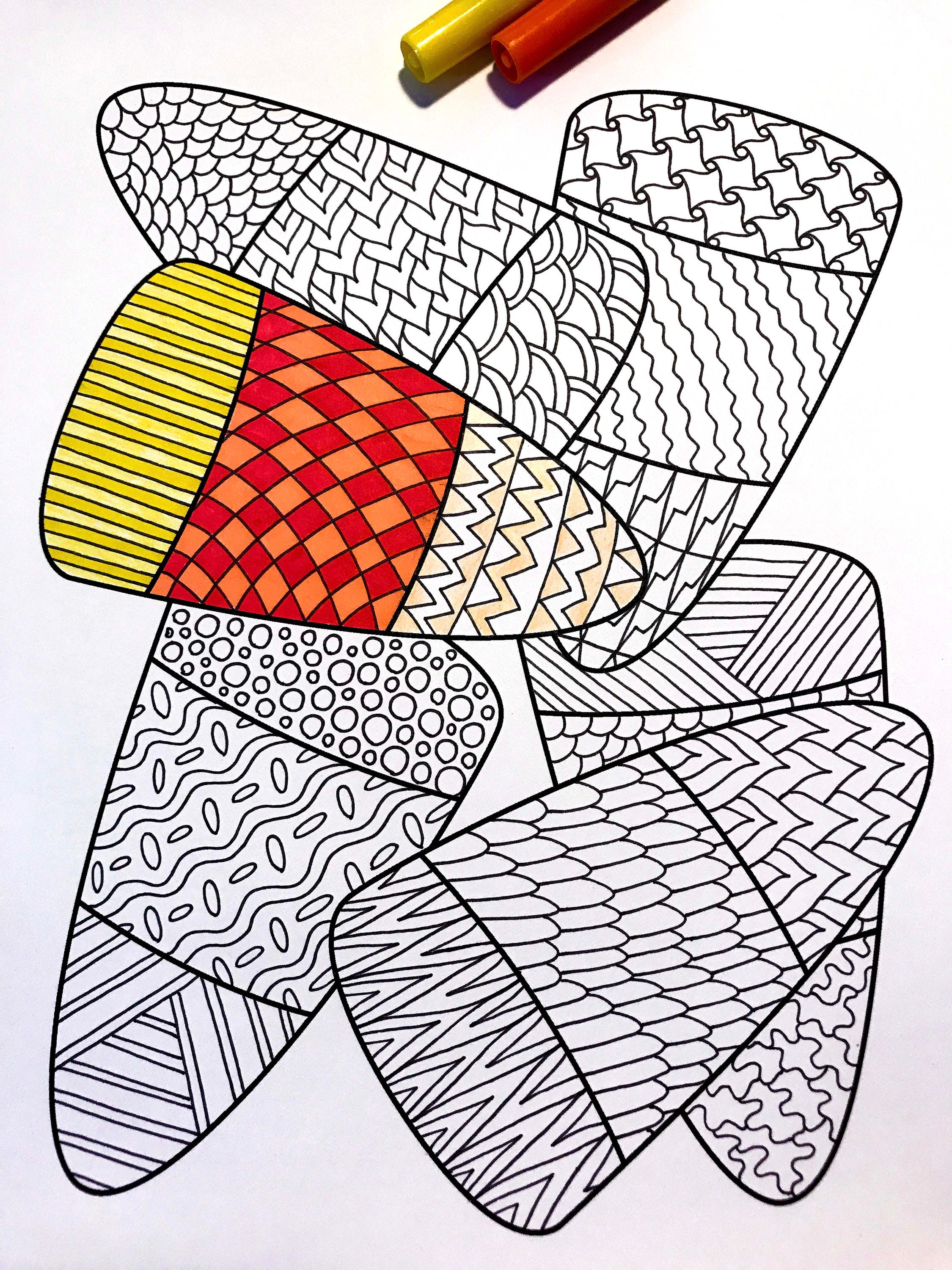 Candy Corn PDF Zentangle Coloring Page