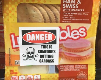 25 pieces- Animal Rights/Vegan Activism Stickers (Danger Rotting Carcass)