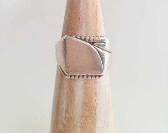 Vintage Sterling Silver Clark & Coombs Deco Style Square Chunky Band Ring