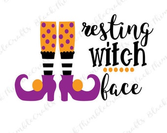 Resting Witch Face svg, autumn svg, halloween svg, trick or treat svg, october svg, fall svg, spooky SVG vector file, witch svg file, diy