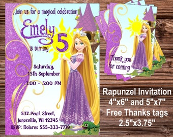 Rapunzel Invitation Rapunzel Birthday invitation Tangled Invitations Princess Rapunzel Party Rapunzel Invitations Tangled Birthday Party