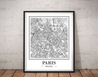 Paris Map Print DIGITAL DOWNLOAD Paris City Map of Paris Print Paris Poster Paris France Paris Map Art Paris Map Poster Paris Wall Map Décor