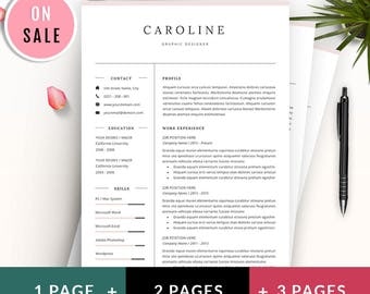 40% OFF Resume Template - Simple Resume Template - CV Template - Instant Digital Download - Caroline