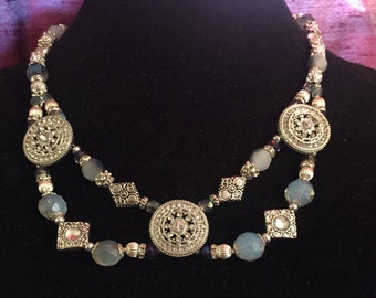 Blue Glass Statement Necklace