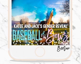 Gender Reveal Snapchat Filter Baby Shower Snapchat Geofilter BASEBALL OR BOWS Snapchat Gender Reveal Geofilter Baby Shower Filter Custom