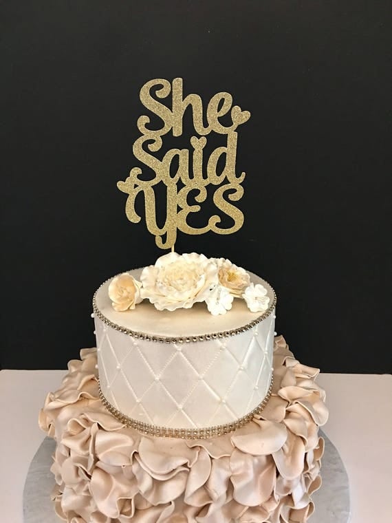 She Said Yes Cake Topper Engagement Party Cake Topper Bridal