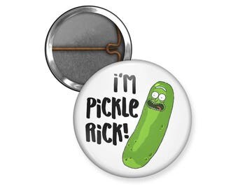 Pickle Rick Pin, Rick and Morty Buttons, Magnet, Bottle Opener, or Pocket Mirror, TV Shows, Pop Culture Buttons