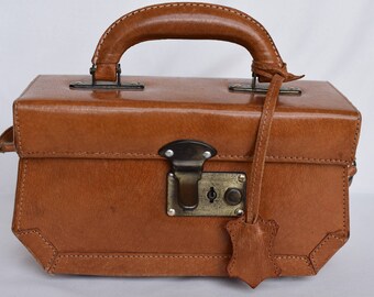 Vintage Brown Leather Box Purse