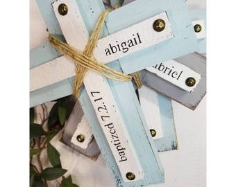 BAPTISM WALL CROSS/Baptism Gift Boy Girl/Personalized wall Cross/Christening Gift/Godparents/Nursery decor/New Baby/First Holy Communion