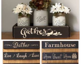 Fall Centerpiece, Fall Table Decor, Fall Decor, Fall Decoration, Gather Sign, Rustic Home Decor, Fall Mason Jar Centerpiece, Sunflowers