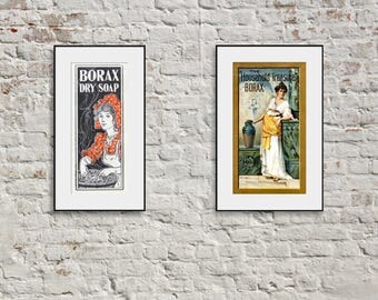 2 BORAX SOAP Vintage 19th Century Advertisements; NEW Giclee Prints Posters; Women in Art; Greek Roman Fashion; Kitchen Wall Decor; P173