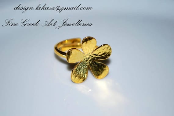 Flower Ring Sterling Silver Gold plated Jewelry Lakasa eShop gifts floral design amor love anniversary princess woman best ideas