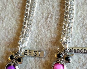 Best friends owls necklaces
