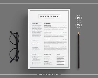 Resume Template/CV Template + Cover Letter | Word Resume | Border Resume | Clean & Professional Resume | Resume/CV - AF