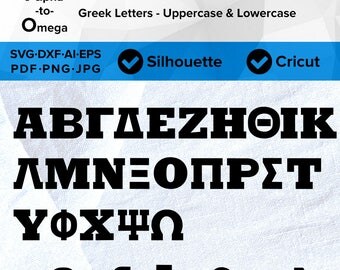Greek Letters Fraternity Sorority College Graduation University Varsity SVG Cut File, DXF, Png, Eps, Pdf, Ai, Cricut, Silhouette Studio
