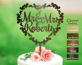 Surname Cake Topper, Mr and Mrs Cake Topper Wooden, Wedding Cake Topper, Custom Wedding Cake Topper, Personalized Cake Toppers, CT#200