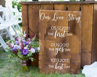 Our Love Story Sign DECAL, The First Day, The Yes Day, The Best Day Sign DECAL only, Wedding Welcome Sign, Diy Wedding Welcome Sign