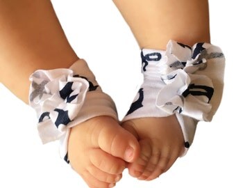 Baby Sandals - Baby Barefoot Sandal - Baby Shoes - Soft Baby Shoes - 4th of July Shoes - Baby Girl Barefoot Shoes - Anchor Shoes -