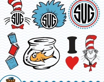 Cat in the Hat SVG DXF, Dr. Seuss Design, Cat in the hat Clip Art, Cat in the hat Cutting Files, Instant Download ark-23