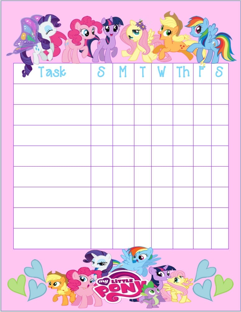 Free Printable My Little Pony Reward Chart