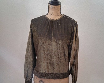Vintage Black & Gold Batwing Disco Shirt