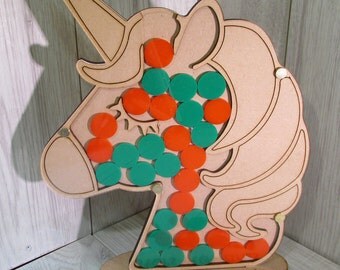Personalised Children's Unicorn Reward Jar Chart System with 30 round tokens