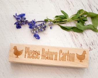 Egg Carton Stamp - Chickens - Wooden Egg Stamp - Farm Fresh Eggs - Chicken Coop - Homestead Stamp - Rubber Stamp - Return Carton