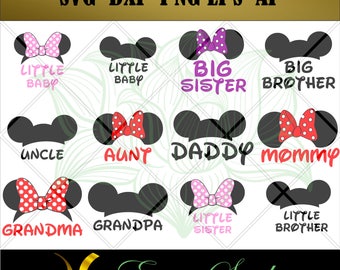 Mickey Ears svg,Minnie Ears svg,Mommy svg Ears Bundle, SVG files for cricut,svg files,Silhouette and Design Studio,Cricut Downloads