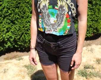Vintage Cropped Eagle Americana T Tee Shirt Size Small Medium