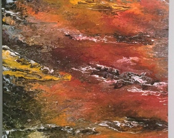 Mars - Large Wall Art Canvas Modern Contemporary Abstract Painting Red and Yellow Fine Art on Stretched Canvas 40" x 30"
