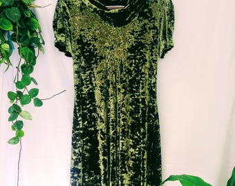 Moss Green Crushed Velvet Dress