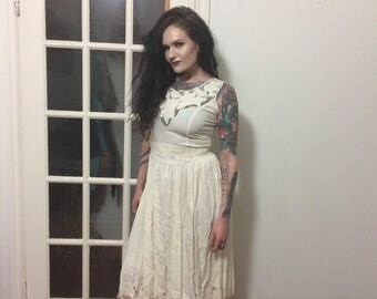 Vintage Hibis Lace Sundress with Beading and Tie