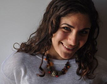 Necklace ethnic, and autumn Browns and oranges