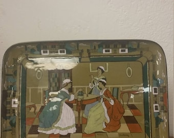 Antique Pottery Deldare Ware Serving Tray
