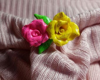Flower brooch unique. Polymer clay. Floral jewelry. Accessory for women.
