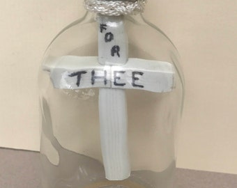 Vintage Handcrafted White Cross in a Bottle