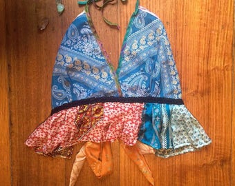 ON SALE! Silk Sari Halter Top