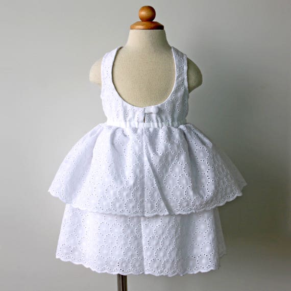 Items similar to White Dress, Eyelet Dress, Girls Dress, Toddler Dress ...