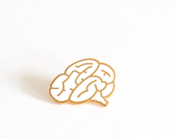 Brain Pin Badge, Brain Brooch, Hard Enamel Pin Brooch, White lapel Pin, Graduation Gift, RockCakes