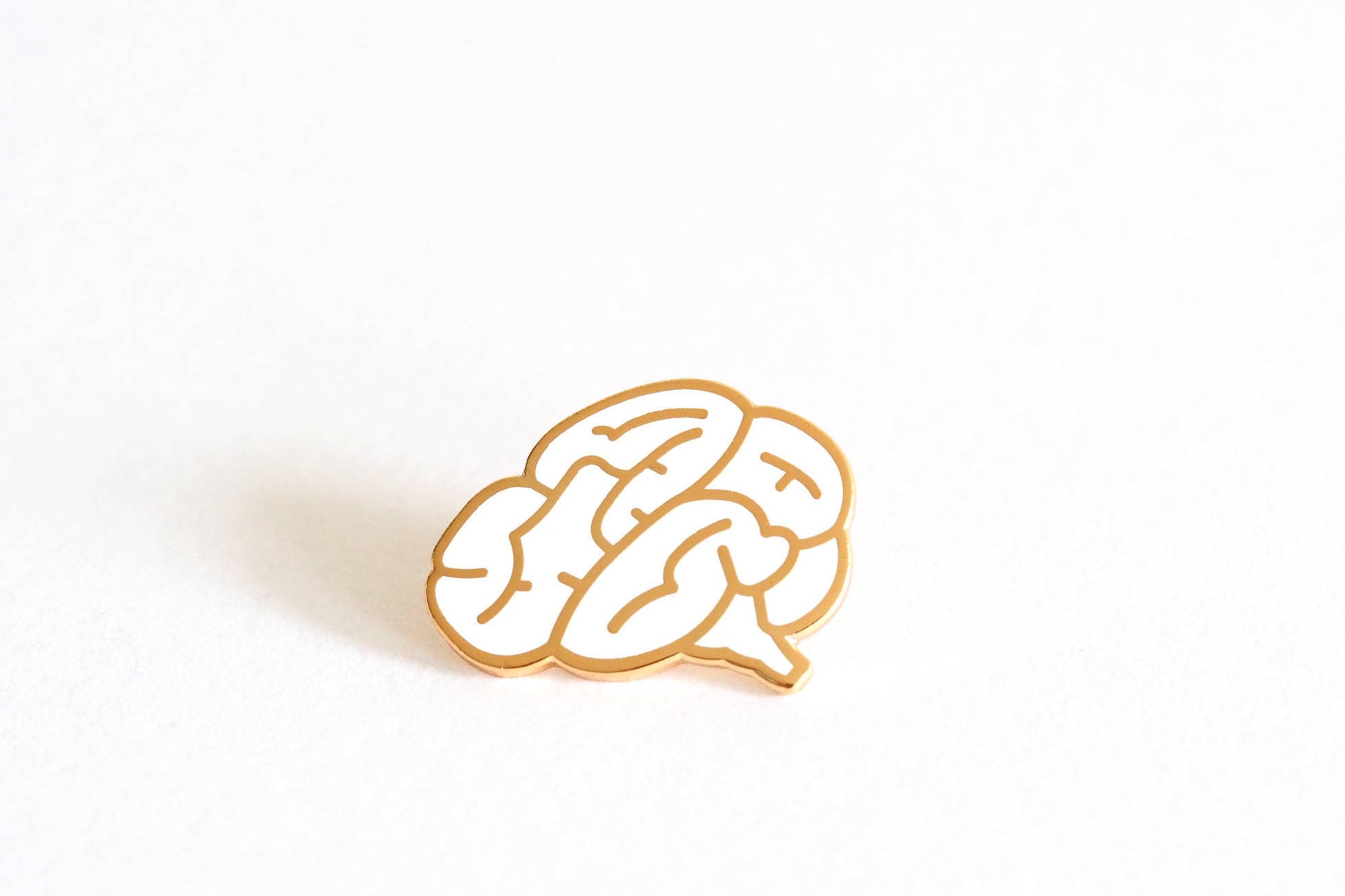 Brain Pin Badge Brain Brooch Hard Enamel Pin Brooch White