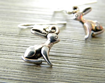 Silver Rabbit Earrings Dangle Earrings