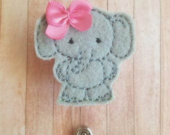 Elephant Badge Reel, Elephant Badge Holder, Elephant Badge Clip, Felt Badge Reel, Retractable Badge Reel, Nurse, Teachers, Office Worker,