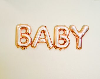 Rose Gold Baby Balloons, Rose Gold Baby Shower, Rose Gold Letter Balloons, Rose Gold Baby, Rose Gold Latex, Rose Gold Gender Reveal, BABY