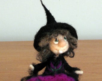 Halloween Little Witch Needle felted witch Waldorf inspired witch Felted doll Magic witch Halloween decor Kitchen witch Art doll