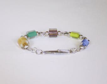 Handmade Bracelet, Sterling and Cane Beads